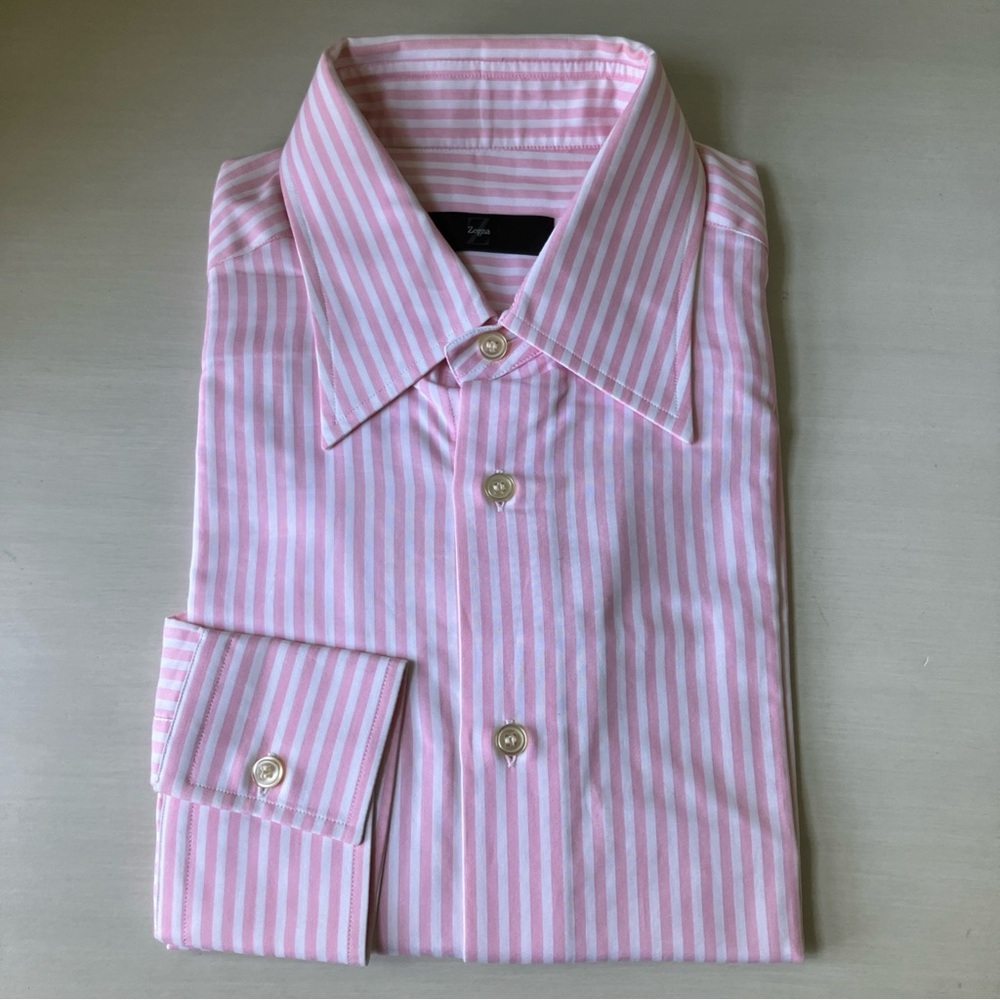 Pink Striped Ermenegildo Zenga Men's Shirt SZ Large